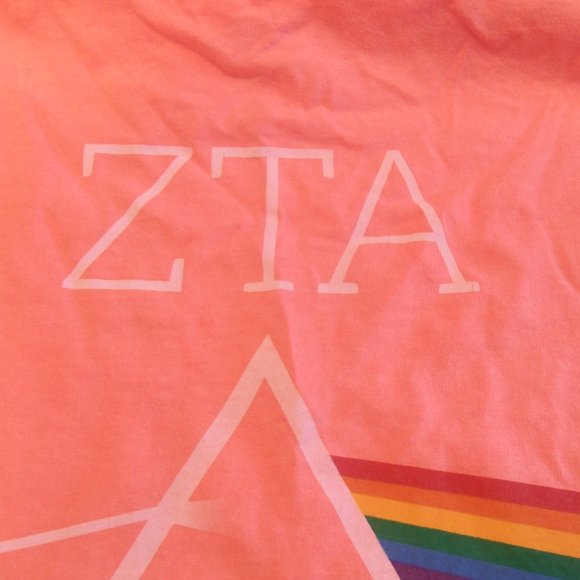 ZTA Sorority Fluo Coral Rainbow T-Shirt - Picture 5 of 9